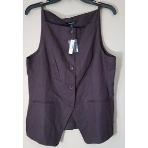 Madewell Square-Neck Vest in Drapey Twill Brown Size 12 Button Up Tank NS325 NEW
